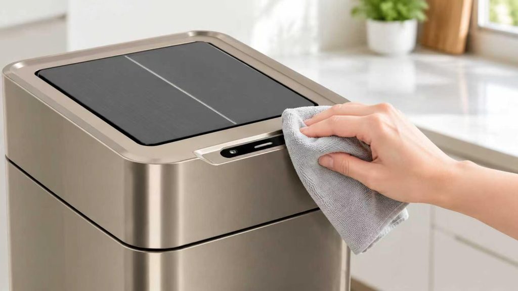 Cleaning the sensor window of a smart trash can