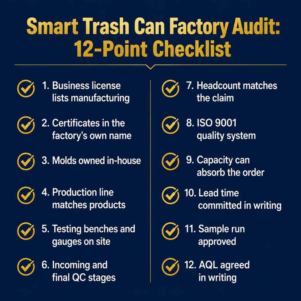 smart trash can factory audit checklist 12 points