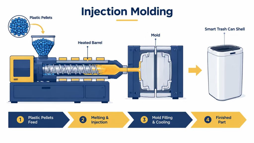 smart trash can injection molding